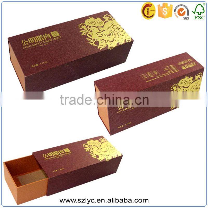 Fancy paper Cardboard wine packaging box with gold fold hot stamping