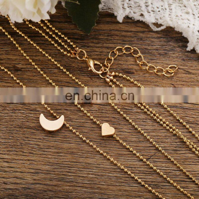 Bohemian Gold Moon Choker Necklace for Women Chains Statement Necklace Star Map Heart Pendant Necklaces Boho Jewelry Gift