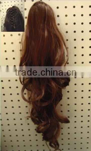 ponytail hair extension with clip heat resistant fiber 24inch 170gram color 33#