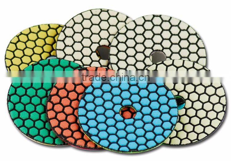 Honed dry polishing pads for granite