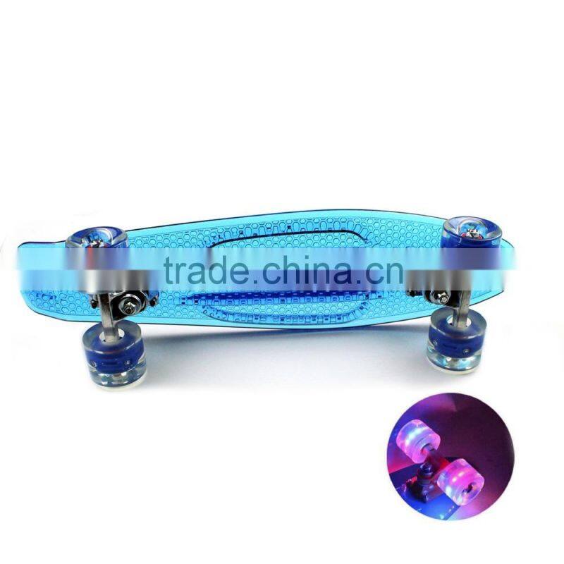 Most popular cool flash wheel rocking Cruiser skate board skateboard transparent blue PC EC-FC02 MINI