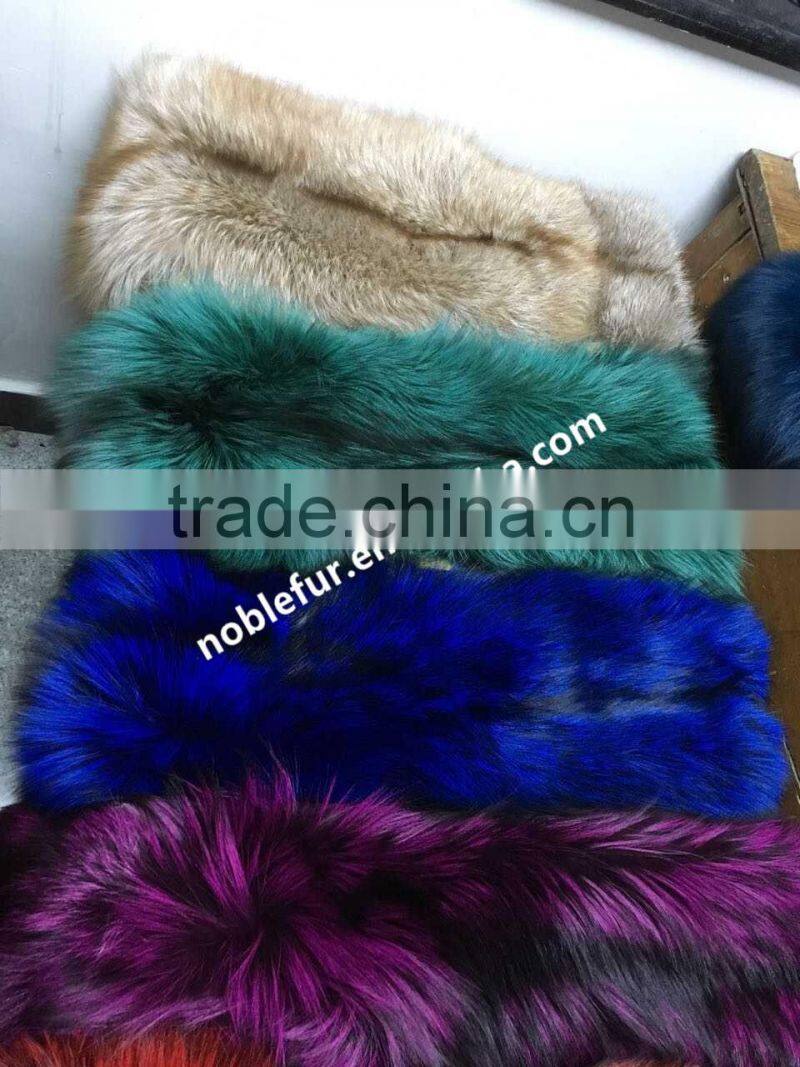 Luxury Real Genuine fox fur blanket super soft Dyed Candy Color Blue fox fur blanket