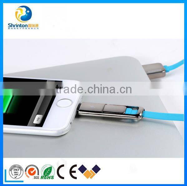 Fashionable High Speed REMAX 2 IN 1 USB cable 2.1A mobile phone charger cable for both iPhone and Android