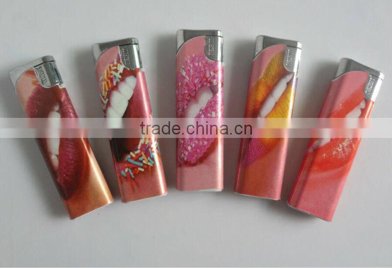 thin refillable cheap plastic cigarette lighter, electronic lighter with picture paper