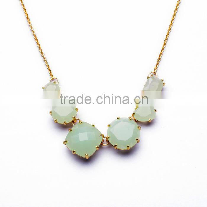 Crystal Lovely Girls Fresh Mint Color Necklace