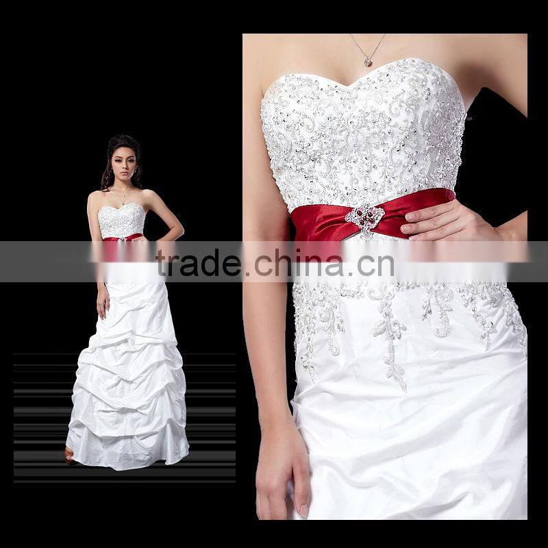 Floor Length Sweetheart Beaded Red and White New Arrival High Quality Wedding Dress / Evening Dresses