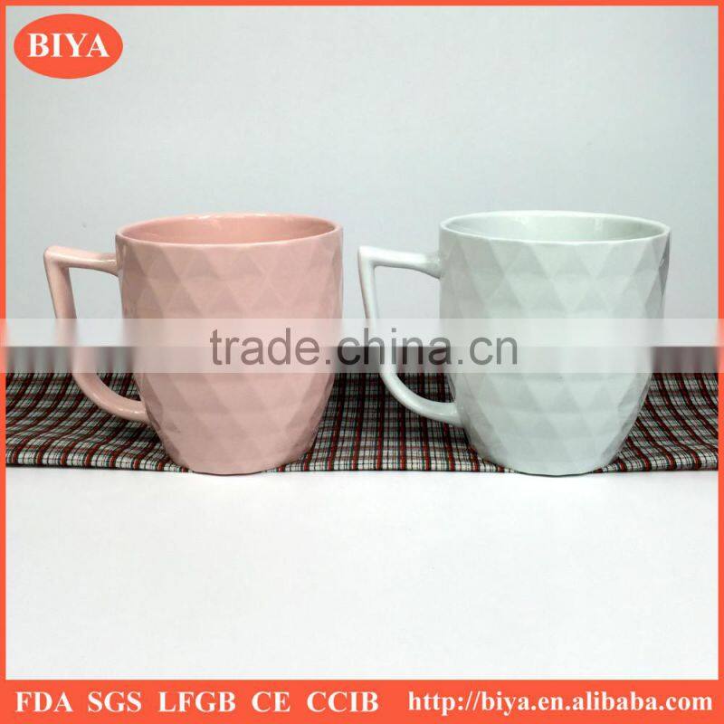 hot pink coffee mug color mud soil porcelain cup dinner ceramic mug bump carving sculpture new design with handle bringt