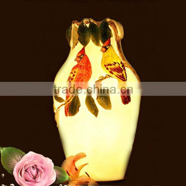 Hand painted porcelain light with birds