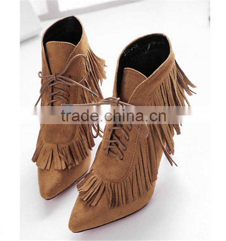 Latest England style tassel anckle suede rubbe sexy girls riding boots