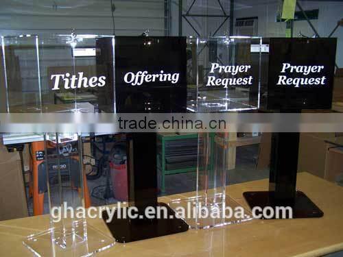 GH-RJ037 Strict request quality acrylic donation boxes,Artistic acrylic donation box with lock