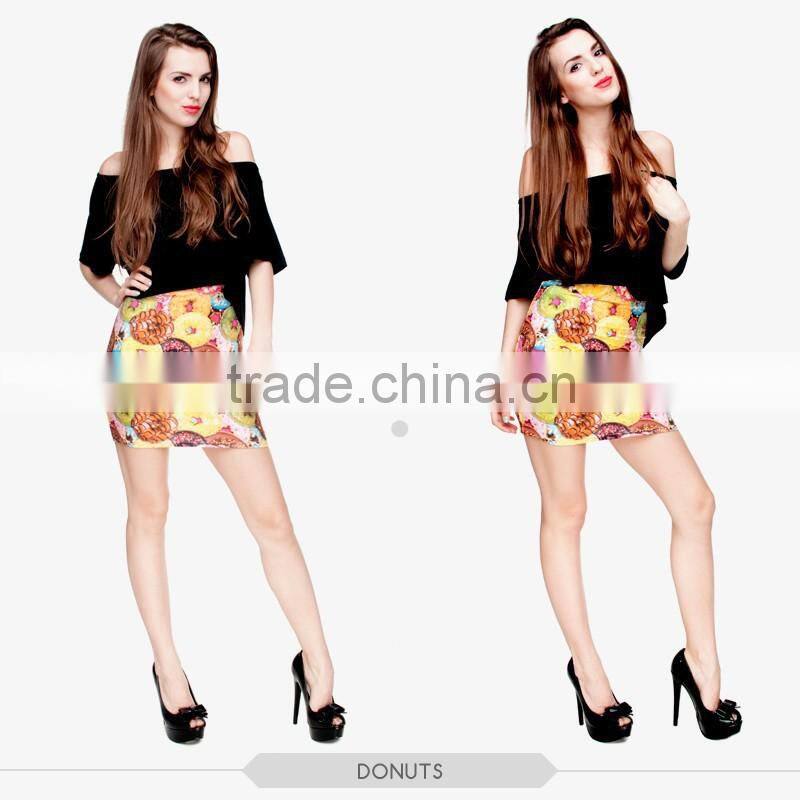 indian mature food sweet sexy girls tight slim mini skirt high quality 3d digital full print custom hot sale tube stretchy skirt
