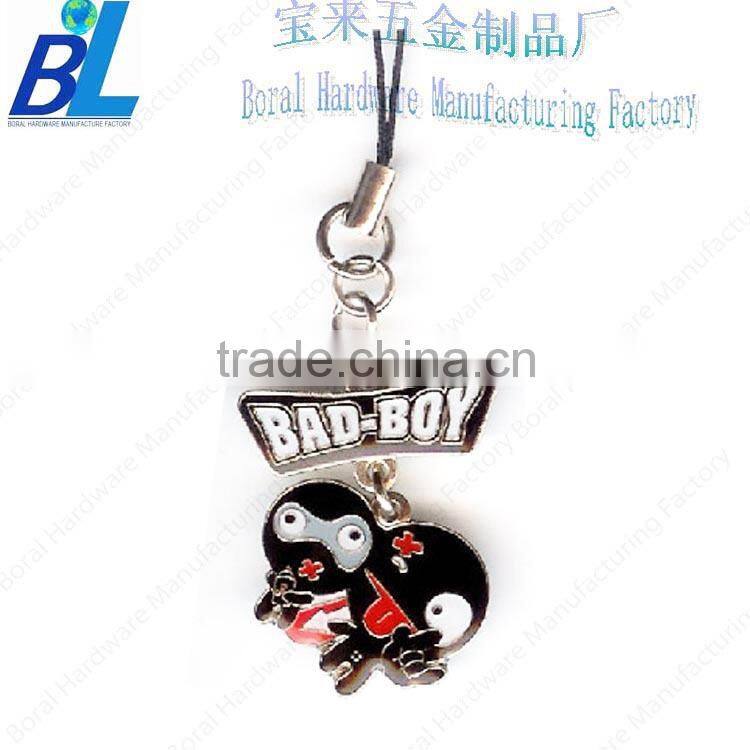 Novelty metal cat and fish phone decoration with straps