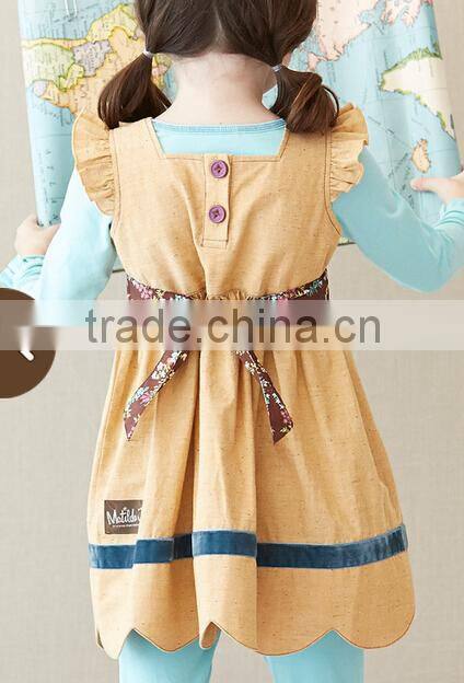 New style children's autumn long dress with silk ribbon Casual Dresses