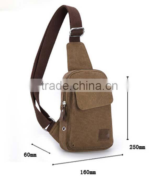 Factory price qualified portable canvas chest bag with compartment