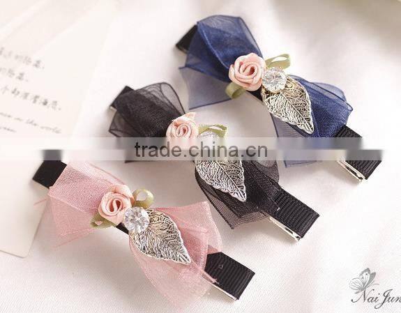 newest decorative hair bow flower hair clip bridal hair accessories