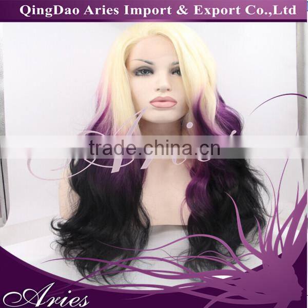 Short Brown with blonde straight Lace Front Wig Heat Resistant