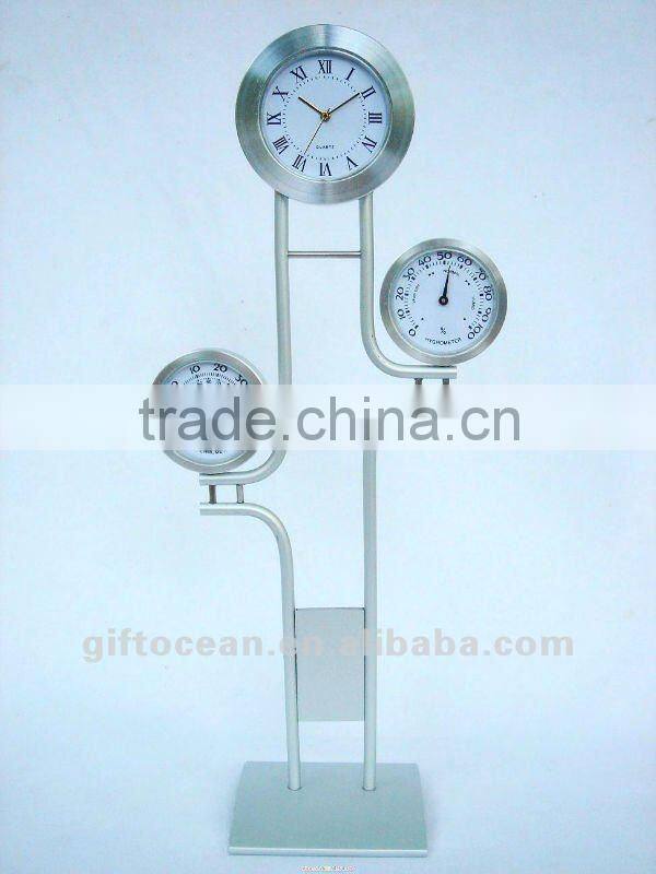 metal weather station clock, business gifts set, thermometer & hygrometer clock