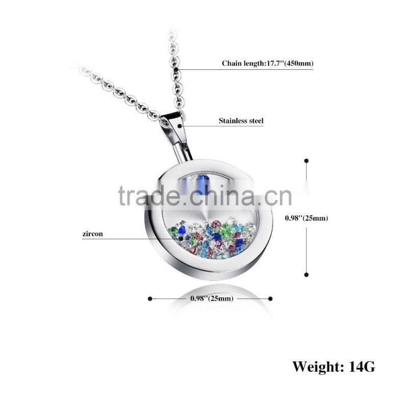 fashion jewelry 2016 stainless steel 18K yellow gold plated coin holder necklace with floating beads