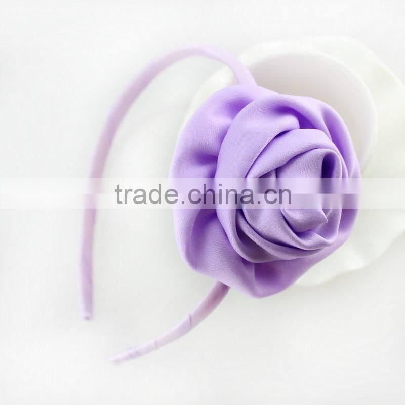 Satin Rolled Rose Headband,Headmade Flower Headband For Kids