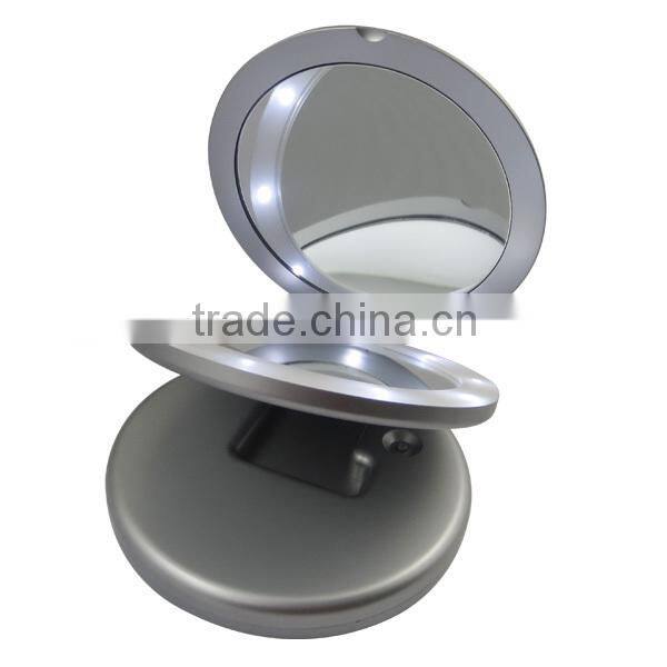 High-end Led lighted salon station makeup mirror & double sides plastic round makeup mirror & foldable compact mirror