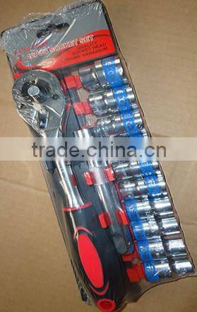 Chrome vanadium 12pcs socket set with red rim