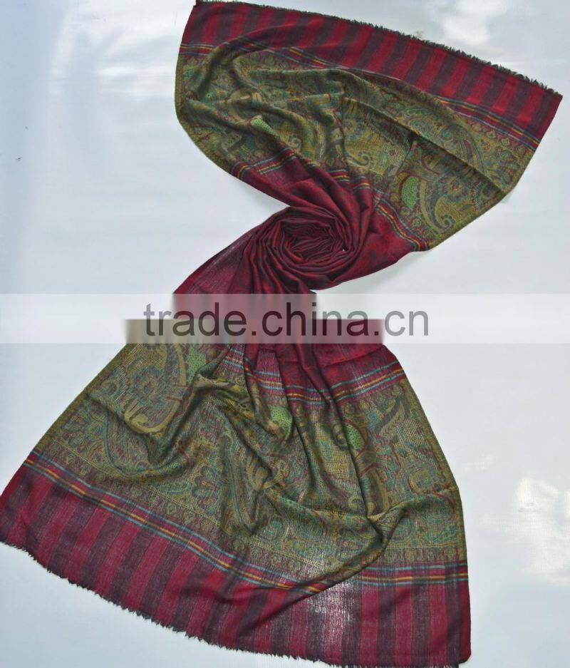 Fine wool 120 count scarves in jamavar pattern