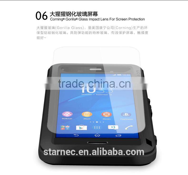 Love Mei Cell Phone Case Gorilla Glass Waterproof Case Cover For Sony Xperia Z3