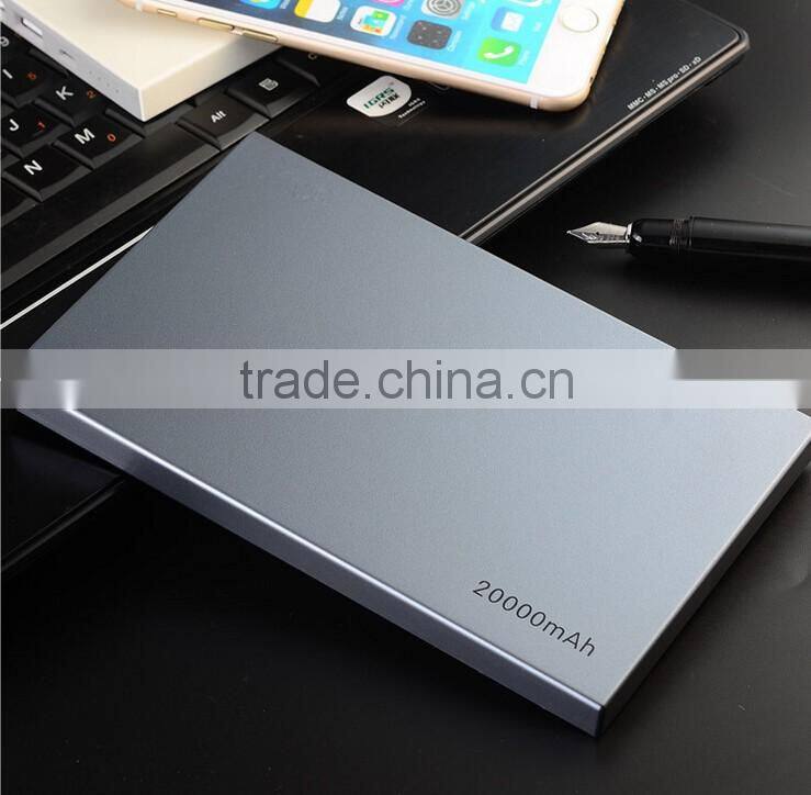 2016 Hot sale Ultra slim Portable power bank 20000mah for Smartphone