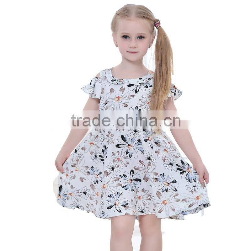2016 Hot selling girl summer dress with floral pattern fashion girl dress