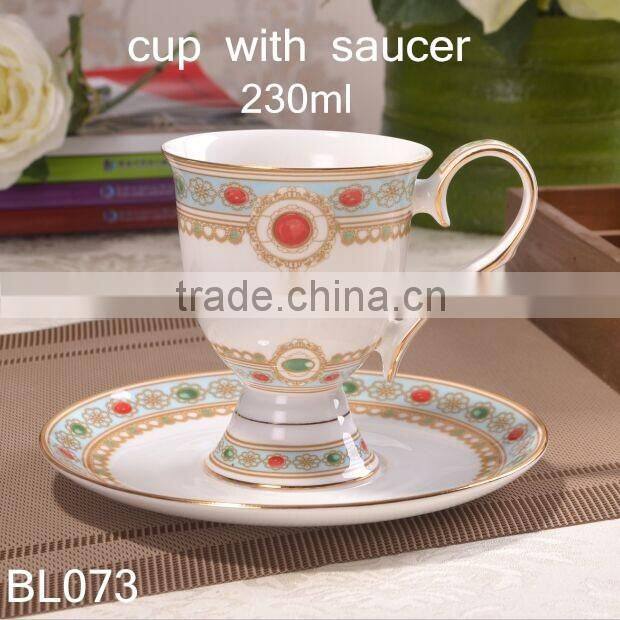 europe style bone china with gold-rim cup and saucer