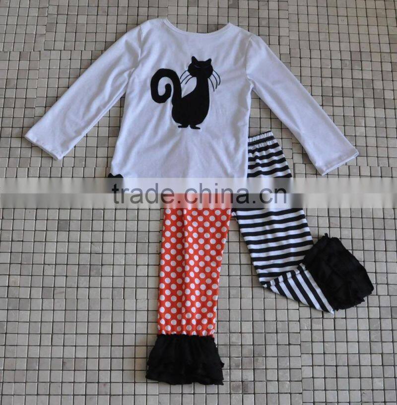 2016 New Arrival Winter Fall Baby Clothing Pumpkin Tops Ruffle Pants Halloween Outfits