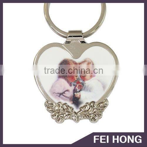 Wholesale high quality heart shape love heart custom digital printed keychain