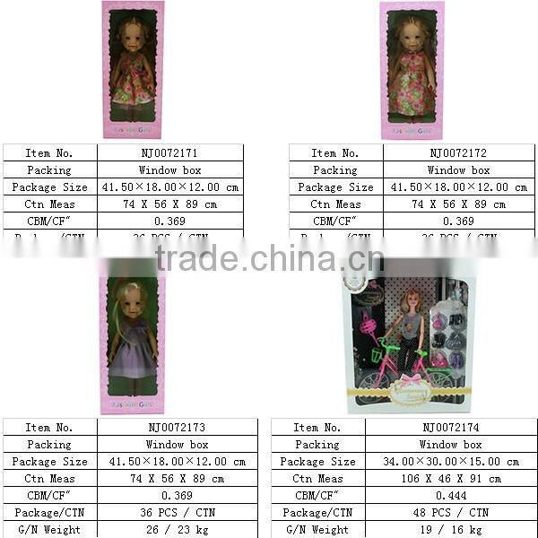 11.5 inch plastic pretty doll with different dress shoes and handbag and so on