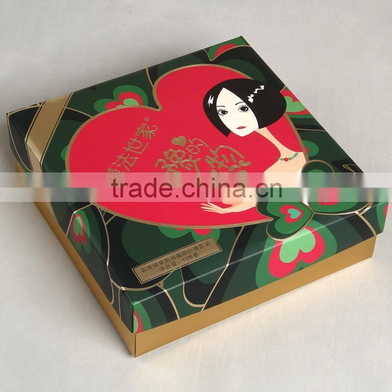paper card printed love package box with flocking blister box for women's facial mask