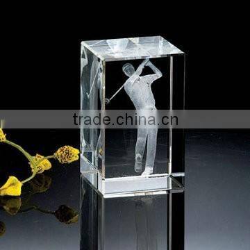New design 3d laser engraving horse crystal glass cubes with LED light base for gift items