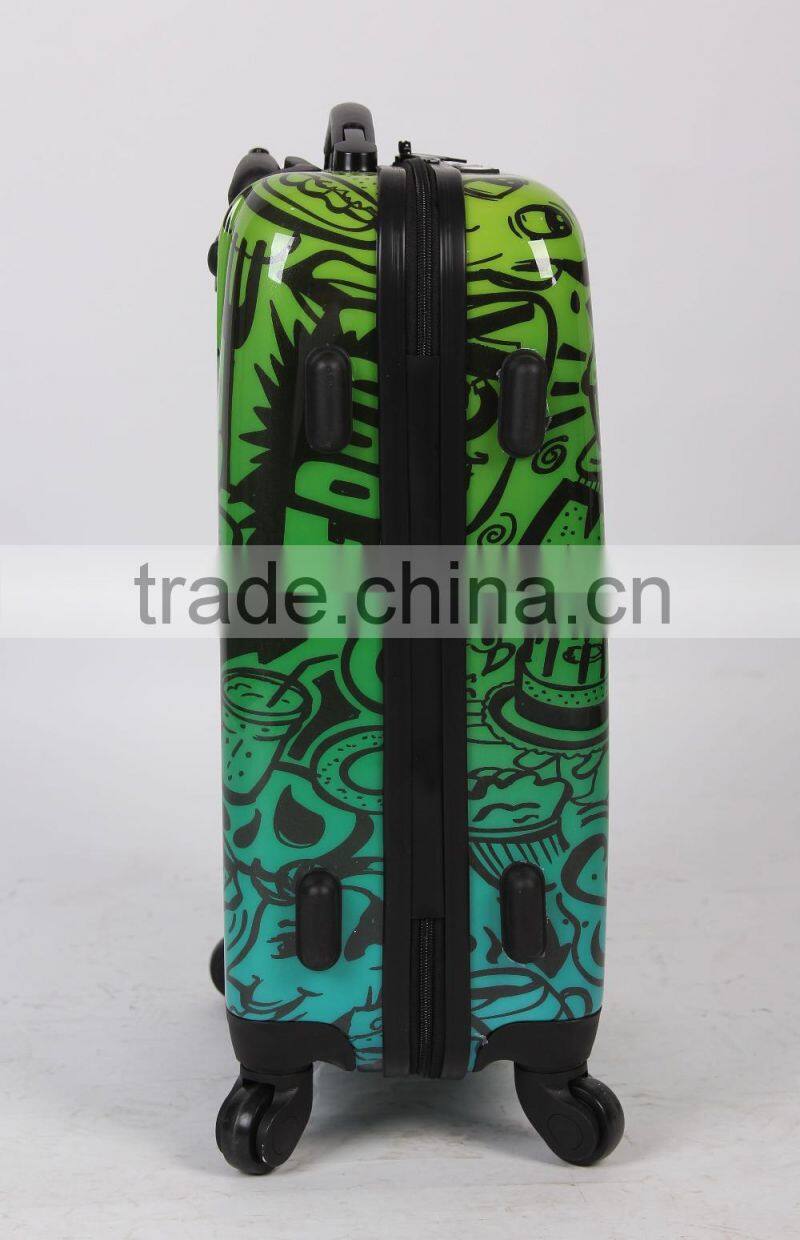 colorful printed trolley travel cabin abs suitcase