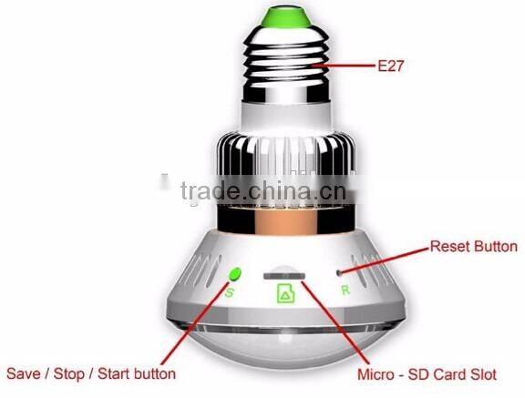 HD960P P2P IP Network Camera wifi light bulb camera with motion detection