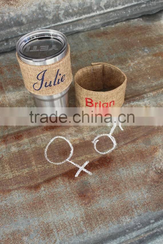 burlap can holder bags cozy wrap insulated outdoor drink holder