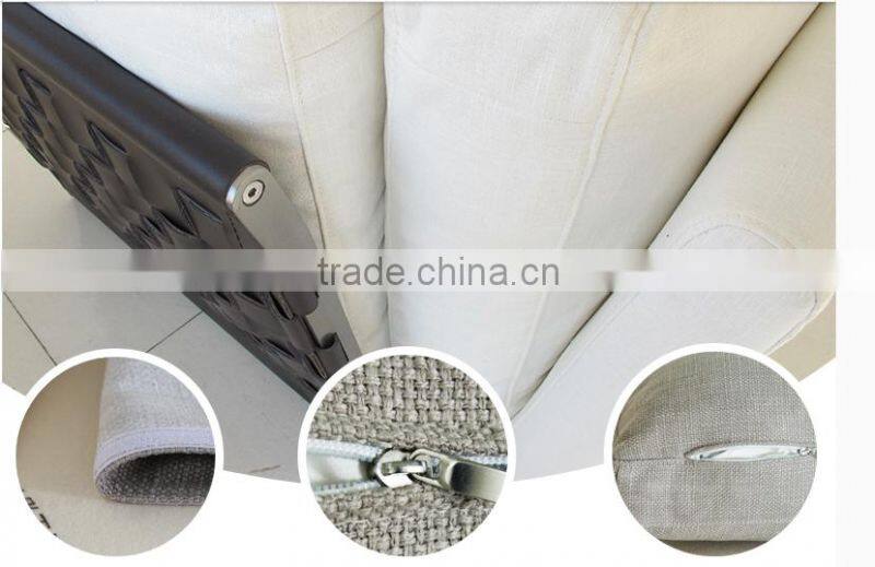 Bali Leather side high quality cotton and line fabric solid wood construction feather sofa set