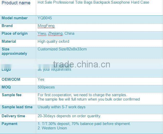 Hot Sale Professional Tote Bags Backpack Saxophone Hard Case