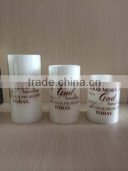 Wax Flameless LED Candles 4" 5 " 6" 3-Pack- with Custom Printing