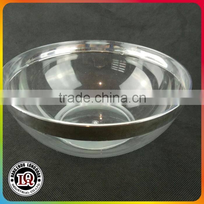 Sliver Rim Clear Disposable Plastic Salad Bowl