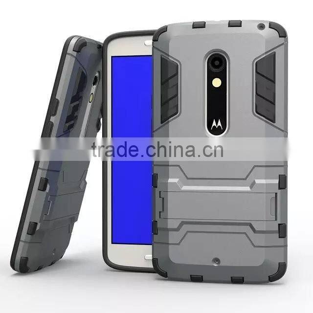 2 In 1 Hot Selling Iron-Bear Stand Rugged Hybrid Protective Case for Moto X Play