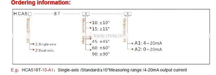HCA518T Single axis High Accuracy Analog Output Type Level Sensor With Stable Data
