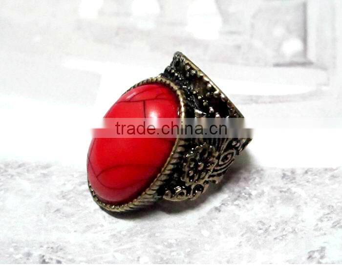 Turquoise Stone Rings Vintage Rings for Women&Men Antique Silver Ring Unisex Personality Oval Turquoise Finger Anillos IR122