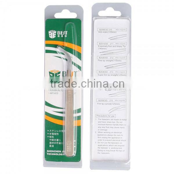 BST-158A Highly Precise Stainless Steel Curved Tweezers Tool Dark Gray