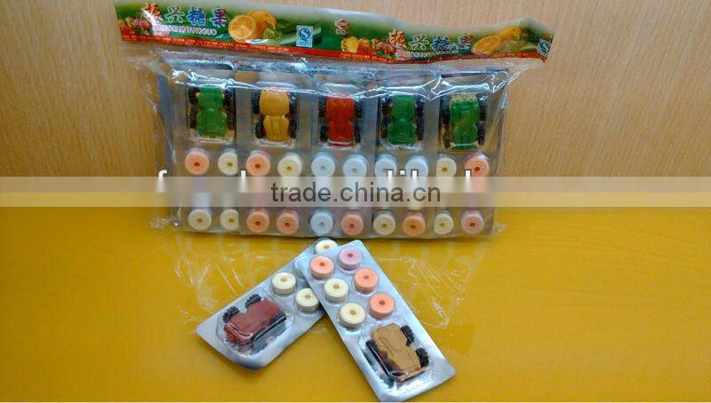 High Quality Cricle Press Candy with Plastic Toys