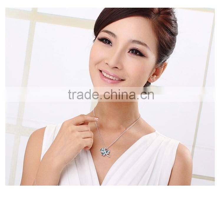 OUXI 2016 high quality korean design butterfly charm AAA zircon jewelry necklace set 10609