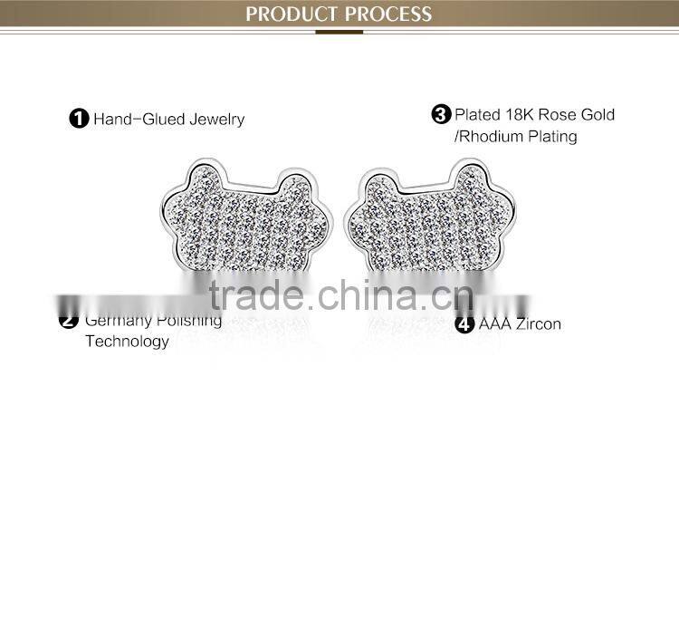 2015 OUXI factory price women fashionable ear stud jewellery made with AAA zircon