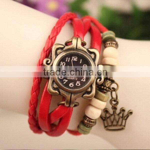 In Stock Women's Ladies Girls Retro Xmas Party Brithday Gift Heart Dress Quartz Wrist Hand Charm leather watch case